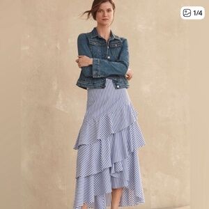 Banana Republic Poplin Maxi Tiered Ruffles